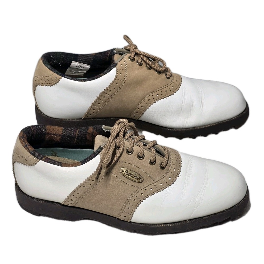 FootJoy Shoes Womens‎ 6.5 M Soft Joys Sierra Spikeless Golf Oxford White Brown